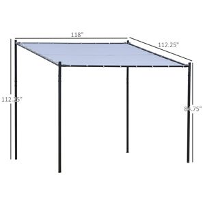 Gazebo da Giardino 10x9.5 per Esterni con Telaio in Acciaio Verniciato a Polvere Grigio e Tettoia in Poliestere per Cortile o Parete - Product Image 3