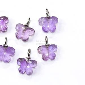 Colgante de mariposa de amatista rosa natural, plata 925, tallado a mano, amuleto de piedra preciosa, colgante de amatista rosa natural para la elaboración de joyas - Product Image 4