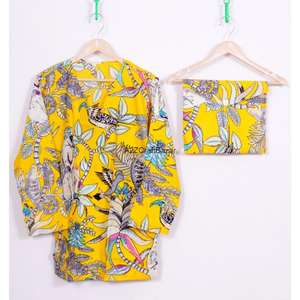 Conjuntos de pijama de alta calidad, 100% algodón, con cierre frontal de botones, personalizados, estampados, para mujer, ropa de dormir, venta al por mayor. - Product Image 2