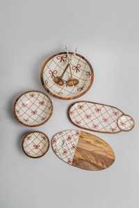 Modern Handmade Eco-Friendly <b>Wooden</b> Irregular <b>Serving</b> <b>Platter</b> with Dip Bowl for Party Snacks and Cheese Charcuterie Board - Product Image 5