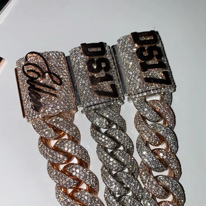 Rose Gold Plated Cuban Chain Necklace With Cubic Zirconia Letter "GOLD" Pendant Men's Hip Hop Jewelry - Product Image 3