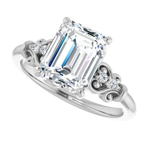<b>Emerald</b> Cut Solitaire Moissanite <b>Ring</b> 925 Sterling <b>Silver</b> 18K Gold Plated Luxury Engagement Wedding Promise Bridal <b>Ring</b> - Product Image 4
