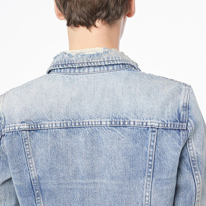 Wholesale Casual Winter Streetwear <b>Funky</b> Slim Fit Ripped Denim Jean Jackets for Men - Product Image 5