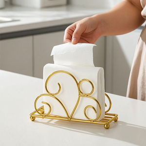 Porta Servilletas de Metal Dorado con Diseño Decorativo, Elegante Organizador de Servilletas para Mesa, Soporte Decorativo para Mesa de Comedor, Cocina, Restaurante - Product Image 5