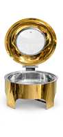 Plat à réchaud doré en acier inoxydable, ensemble de 4 pièces, chauffe-plats, support de buffet, pour traiteur, mariage, hôtel, banquet, 8L, lavage à la main uniquement