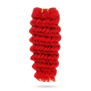 Reddish Deep Wave Remy Indian Human Hair Weft 100% Density Elastic Silk Base Double Drawn Customizable Length All Colors - Product Image 4