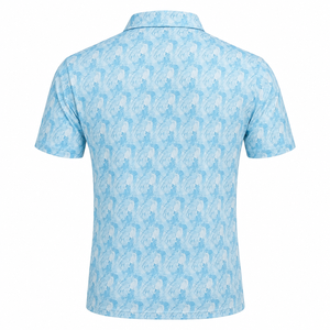 Custom Men's <b>Blue</b> Abstract Print Golf <b>Polo</b> <b>Shirt</b> Short Sleeve Sublimation Sportswear OEM Manufacturer - Product Image 3