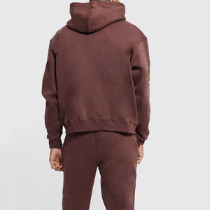Conjunto de Chándal de Algodón Grueso para Hombre, Estilo Urbano, Sudadera Oversize y Pantalones Anchos Acampanados, con Logotipo Personalizado - Product Image 4