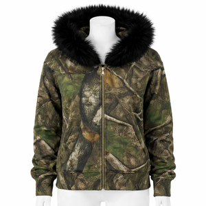 Sweat à capuche zippé surdimensionné en molleton 100 % coton, fausse fourrure, design hiver, éco-responsable, haute qualité, pour homme - Product Image 2