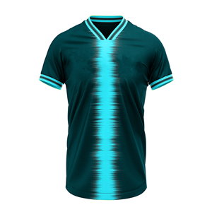 Maillot de football sans manches pour homme, bleu-vert dégradé, col rond, respirant, anti-humidité, en maille polyester, coupe classique, personnalisable pour équipe - Product Image 5