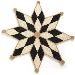 Napperons de table personnalisés en verre étoilé brodés de perles, ton argenté, avec perles de rocaille - Product Image 1