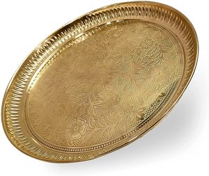 Thali de prière en laiton, artisanal et traditionnel, pour Mandir, décoration de maison ou de bureau - Product Image 3