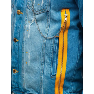 Fall High-End High Street Denim Jacket <b>Men</b> Stand Collar Front Logo Baggy Multi-Pocket Breathable Waterproof Windproof Casual - Product Image 3