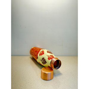 Luxury Designer Pure Copper Water Bottle with Designer Floral Print Leak-Proof Ayurvedic Vessel for Immunity Boost Eco-Friendly - Product Image 5