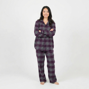 Women's Plaid <b>Flannel</b> <b>Pajama</b> Set 100% Cotton Winter <b>Flannel</b> Sleepwear Suit <b>Ladies</b> <b>Flannel</b> Button Down Shirt <b>Pajama</b> Set Women - Product Image 2