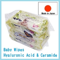 Lingettes pour bébé non tissées sans alcool à l'acide hyaluronique et aux céramides, fabriquées au Japon, 150x180mm, 100 lingettes, 3 paquets/pack, nettoyantes, les plus vendues 2023