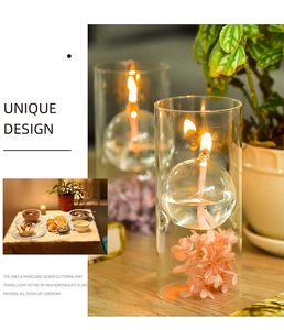 Lampe à huile en verre transparent rechargeable, porte-bougie hurricane, cylindre rond pour décoration de mariage, fête, Noël - Product Image 4