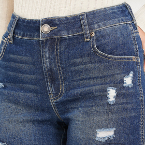 Shorts de Mujer Personalizados, Estilo Vintage, Lavados con Piedras, Casuales, de Algodón, Cintura Alta, Fabricante OEM ODM - Product Image 4