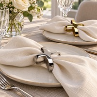 Ensemble de 2 anneaux de serviette en métal de qualité supérieure, modernes, luxueux, durables et écologiques pour la décoration de table de mariage, d'hôtel, de salle à manger, de fête à domicile