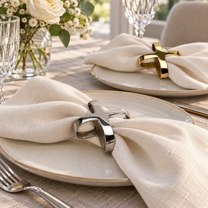 Juego de 2 Anillos de Servilleta de Metal Ecológicos, Modernos, de Lujo y Duraderos, de Primera Calidad, para Decoración de Mesa de Boda, Hotel, Comedor, Hogar y Fiestas - Product Image 1