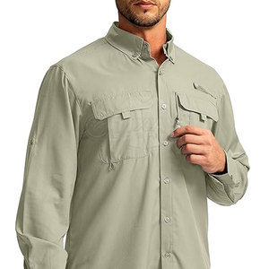 Chemise de travail unisexe haute visibilité, grande taille, manches longues, olive kaki, coton respirant avec poches poitrine - Product Image 4
