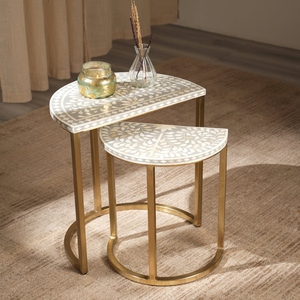 Table basse artisanale en os incrusté avec un design artisanal complexe, table centrale décorative pour salon, maison ou hôtel - Product Image 5