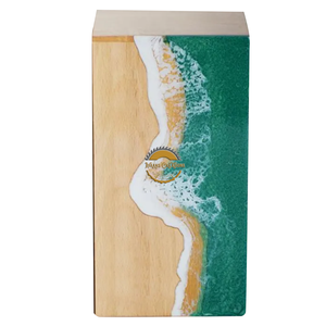 Ocean Inspired Resin & Natural Wood Cremation Urn Handmade Blue Wave Funeral Ashes <b>Box</b> by AYAANS - Product Image 1