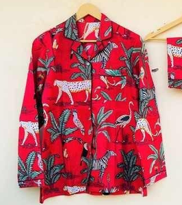 Women Printed Pajama Set Cotton Nightwear Long Sleeve Shirt Pants Sleepwear Loungewear Custom OEM - Product Image 2