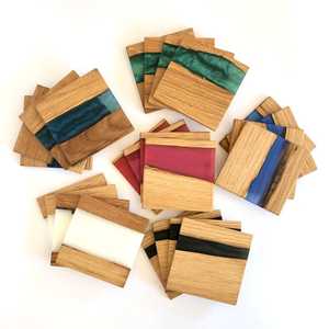 Acacia Wood & Epoxy Resin Coaster Set Premium Eco-Friendly Drink Coasters for Coffee, Tea, Wine, Beer, Whiskey & Cocktail Glas - Product Image 1