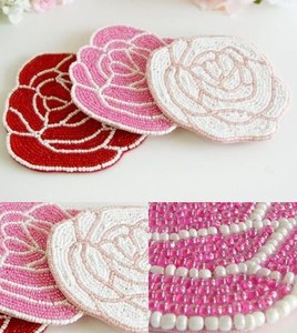 Handcrafted Embroidered Seed <b>Bead</b> <b>Coasters</b> Boho Style Decorative Home Accessories For Weddings Parties And Special Events - Product Image 2