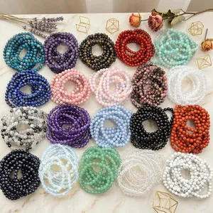 Natural Crystal <b>Bracelets</b> 6-10 mm Bead Healing Gemstone <b>Bracelets</b> Amethyst Onyx Chrysocolla Rose Quartz Lapis Selenite Amazonite - Product Image 1