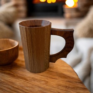 Modern Handcrafted Wooden Beer <b>Mug</b> Geometric Natural Wood Tankard Premium Rustic Beer Coffee Tea Drinking <b>Mug</b> for Home Bar - Product Image 5