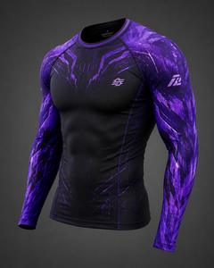 Camiseta de Compresión Personalizada Unisex de Manga Larga para MMA, Negra y Morada, con Transferencia Térmica, Ajustada, que Absorbe la Humedad y con Elasticidad en Cuatro Direcciones - Product Image 4