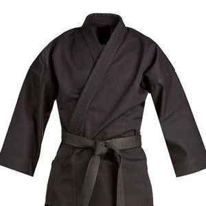 Uniforme de Karate para Hombre, Negro, 100% Algodón, Duradero, para Artes Marciales, Corte Regular, Teñido Liso, Disponible en Stock - Product Image 2