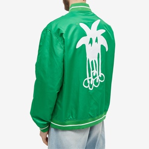 Custom Logo Green Varsity Jacket Men Streetwear Embroidery Bomber Jacket Unisex Satin Baseball Letterman Jacket <b>Windbreaker</b> - Product Image 3
