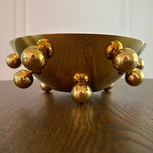 <b>Gold</b> Beaded Serving <b>Bowl</b> <b>Decorative</b> Dessert Fruit <b>Bowl</b> <b>Gold</b> Metal <b>Bowl</b> Modern Tableware for Home Party Dining - Product Image 5
