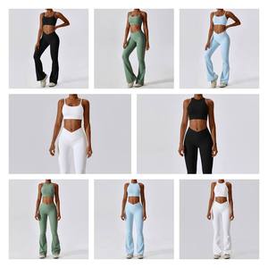 Ensemble de yoga 2 pièces pour femme, haut court asymétrique à une épaule marron, leggings taille haute, sans couture, couleur unie, longueur intégrale - Product Image 3