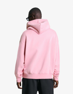 Sudadera con capucha de forro polar rosa extragrande para hombre, corte regular, informal, para otoño e invierno, estilo urbano - Product Image 1
