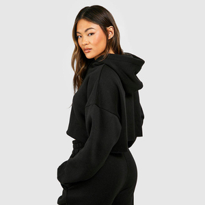 Winter Autumn 100% Cotton Fleece Short Oversized Crew Neck Pullover Hoodie Men Women Long Sleeve Plus Size Casual Fitness Quick - Product Image 5