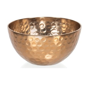 Bol rond décoratif en laiton massif doré martelé pour servir les aliments et les fruits, idéal pour la table, le comptoir et la décoration de table à manger - Product Image 1
