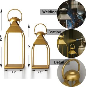 Metal <b>Lantern</b> Candle Holder Set <b>Gold</b> Decorative Home Lighting Outdoor Indoor Use <b>Lantern</b> For Festivals Wedding Candle Holder - Product Image 4