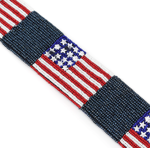 Handmade Beaded American Flag Design Purse Strap Beld Trendy Stylish Gold Hardware Rectangular Shape Textile <b>Foundation</b> for Bag - Product Image 2