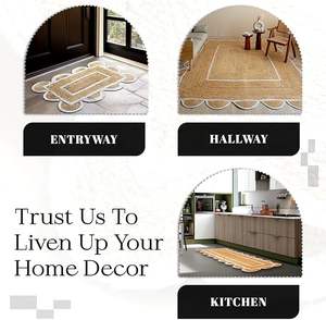 Tapis en jute festonnés personnalisés en gros, tapis faits main écologiques de style bohème pour entrée ou salon, commandes en gros - Product Image 3