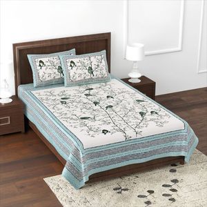 Ensemble de couvre-lit matelassé en coton fait main avec taie d'oreiller et housse de couette imprimées, motif oiseaux, pour la maison et l'hôtel - Product Image 1