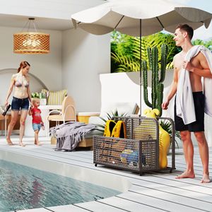 Cesto portaoggetti galleggiante per piscina grigio chiaro con ruote 43.25"L X 22.5"W X 28"H - Product Image 2