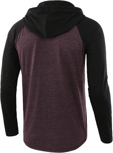 Camiseta deportiva de una sola camiseta de rendimiento, capucha con botones de manga larga con cordón a juego, bordado de logotipo impreso personalizado - Product Image 2