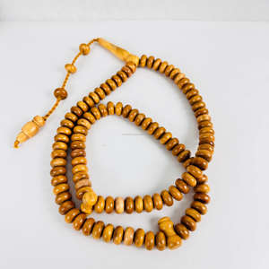 Rosario Misbah Original de 100 Cuentas, Pulido, de Alta Calidad, Personalizado, Católico, de Madera de Teca Amarilla Antigua, para Oración, Tasbeeh, Uso Religioso - Product Image 4