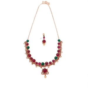 Kempu Oval Designer Fashion Jewelry Set-Rose Gold & 18K Gold Plated with Zircon - Product Image 2