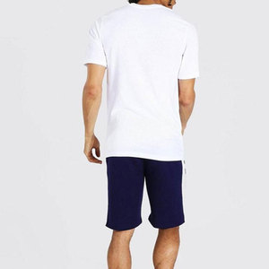 Econex Sports Men's Solid Casual Breathable Quick Dry <b>Knitted</b> Cotton 320g Summer Eco-friendly White T-Shirt Shorts <b>Set</b> - Product Image 4