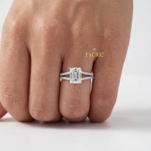 แหวนหมั้นเพชรทรงเรเดียนท์คัท VS คุณภาพสูงจากแล็บ ประดับด้วยประกายระยิบระยับอย่างสวยงาม ชุบทอง 14K/18K สำหรับผู้หญิงในงานปาร์ตี้ - Product Image 4